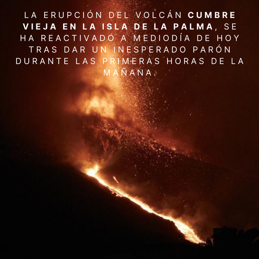 La erupción del volcán Cumbre Vieja en la isla de La Palma, se ha vuelto a activar tras dar un inesperado parón durante las primeras horas de la mañana.